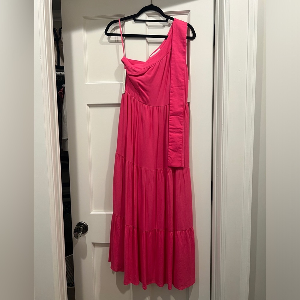 Mare x Anthropologie one shoulder pink dress, size S